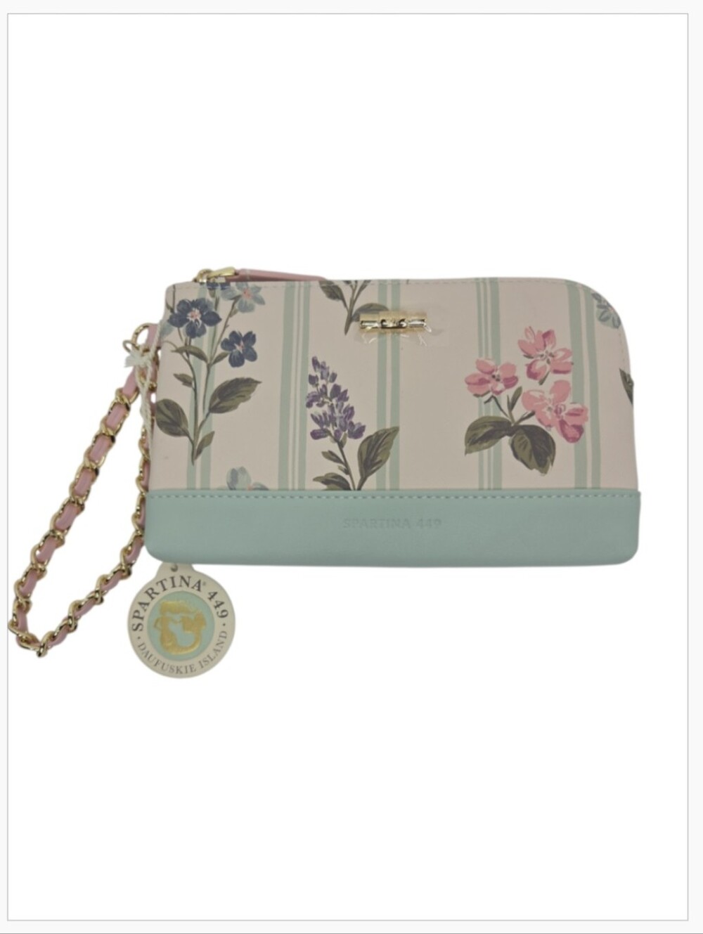 Spartina 449 Sinclair Wristlet Blooming Stripe Chain Detail Strap NEW